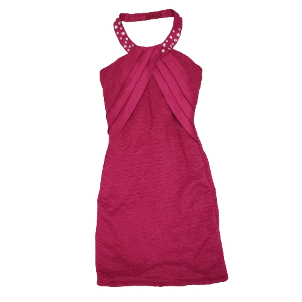 Romeo & Juliet Couture Bodycon Halter Dress Barbiecore Size Small